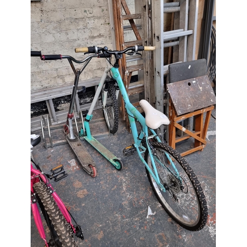 274 - Three items, one Indy child's bike and two custom scooters