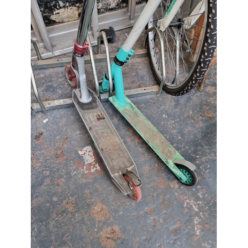 274 - Three items, one Indy child's bike and two custom scooters