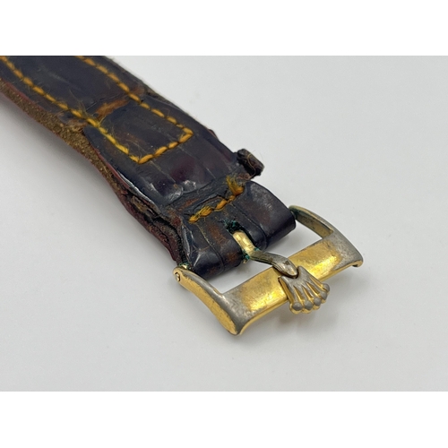 2472 - A mid 20th century Rolex crocodile skin 14mm strap and 18ct gold plated 16mm buckle