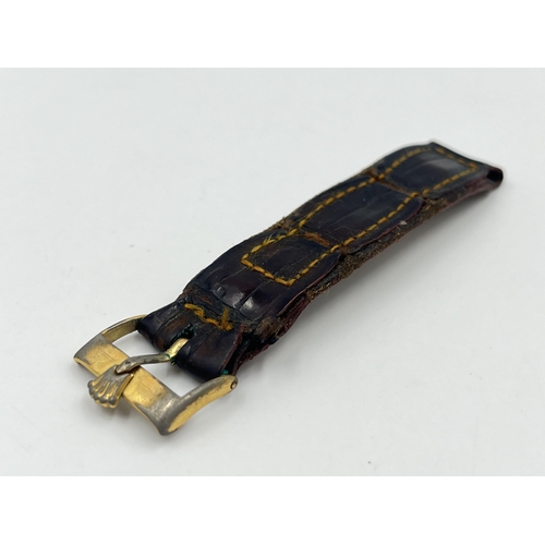 2472 - A mid 20th century Rolex crocodile skin 14mm strap and 18ct gold plated 16mm buckle