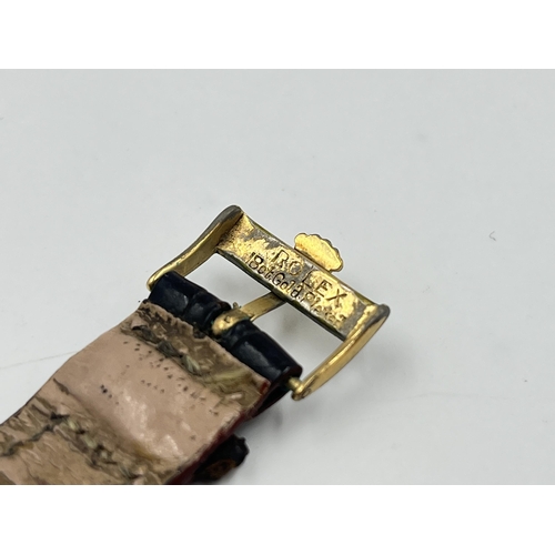 2472 - A mid 20th century Rolex crocodile skin 14mm strap and 18ct gold plated 16mm buckle