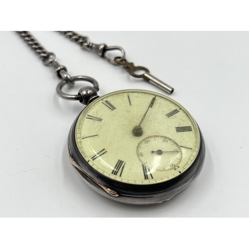 2474 - A Victorian hallmarked London silver cased open face key wind pocket watch, dated 1873 with hallmark... 