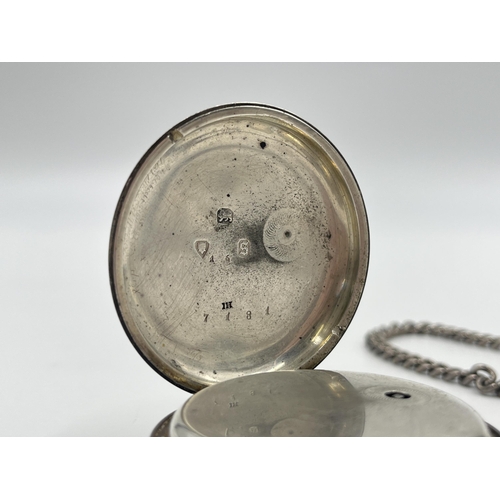 2474 - A Victorian hallmarked London silver cased open face key wind pocket watch, dated 1873 with hallmark... 