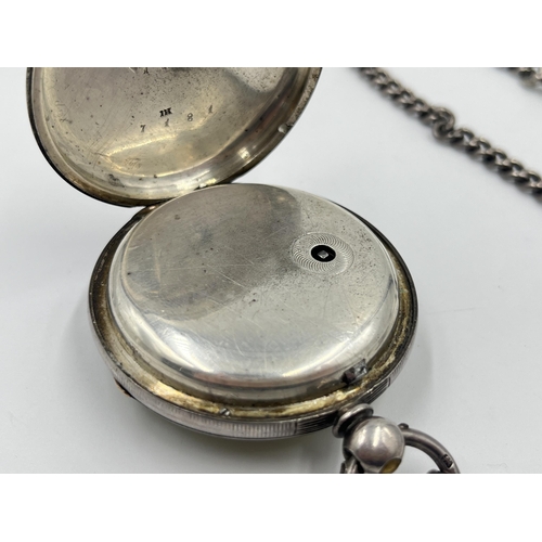 2474 - A Victorian hallmarked London silver cased open face key wind pocket watch, dated 1873 with hallmark... 