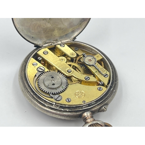 2477 - A late 19th/early 20th century Femina .800 silver open face hand wind pocket watch