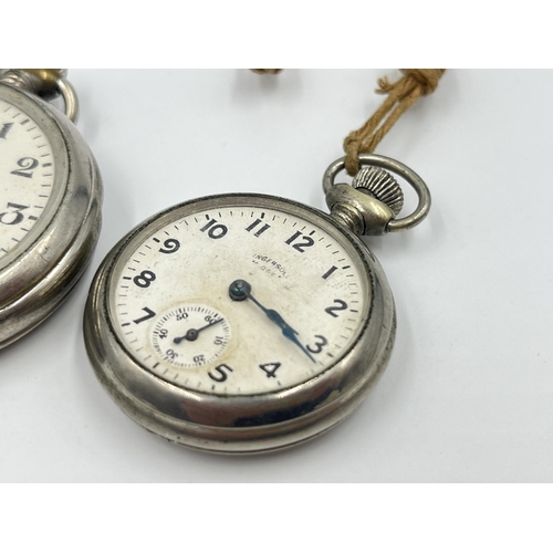 2481 - Two early/mid 20th century Ingersoll hand wind open face chrome plated pocket watches