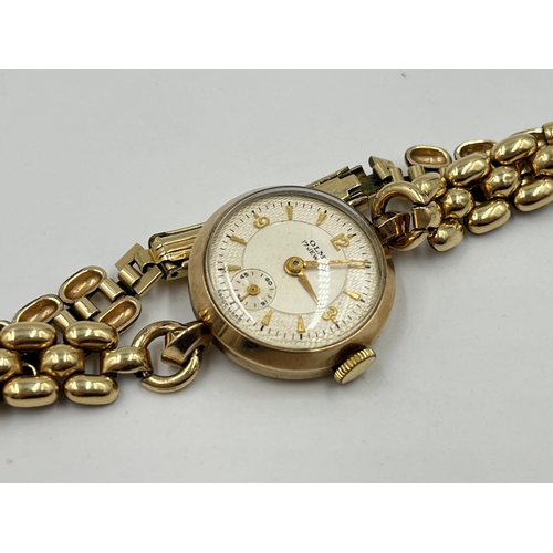 2482 - A 1956 Olma hallmarked Edinburgh 9ct gold cased 17 jewels mechanical 22mm lady's wristwatch with rol... 