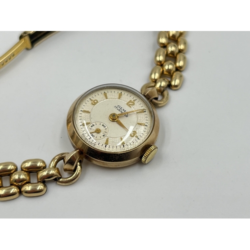 2482 - A 1956 Olma hallmarked Edinburgh 9ct gold cased 17 jewels mechanical 22mm lady's wristwatch with rol... 