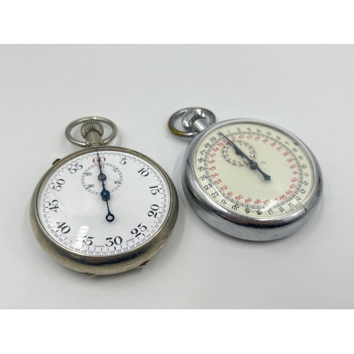 2483 - Two vintage open face stop watches, one being Capt & Co.