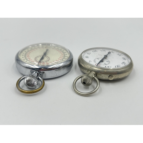 2483 - Two vintage open face stop watches, one being Capt & Co.