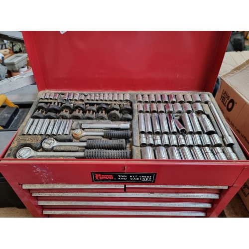 338 - A collection of tools to include Power Devil toolkit chest and cabinet containing a near full set of... 