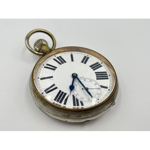 2499 - An early/mid 20th century chrome plated lever set goliath open face hand wind pocket watch