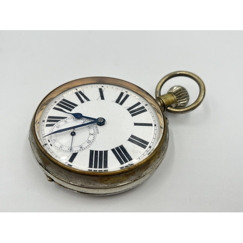 2499 - An early/mid 20th century chrome plated lever set goliath open face hand wind pocket watch