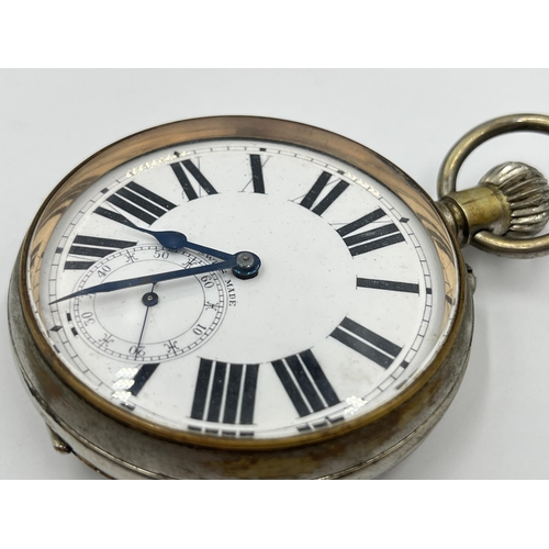 2499 - An early/mid 20th century chrome plated lever set goliath open face hand wind pocket watch