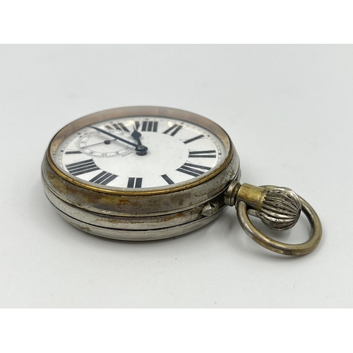 2499 - An early/mid 20th century chrome plated lever set goliath open face hand wind pocket watch