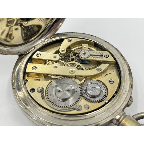 2499 - An early/mid 20th century chrome plated lever set goliath open face hand wind pocket watch