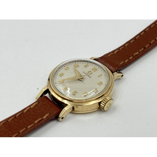 2508 - A vintage Omega cal. 620 9ct gold cased mechanical lady's watch