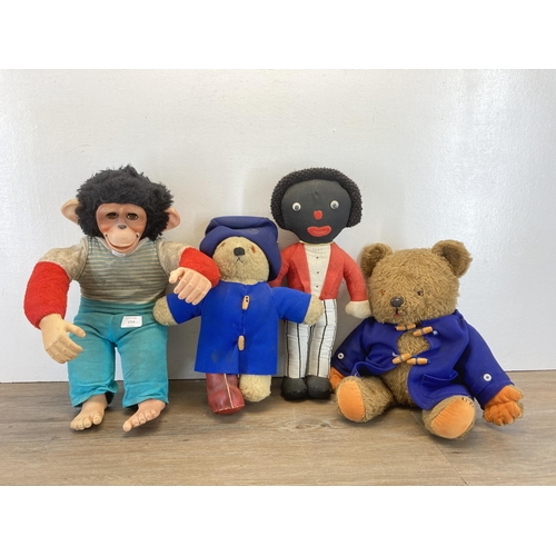 Four mid 20th century soft toys to include 1960s Chad Valley Jacko