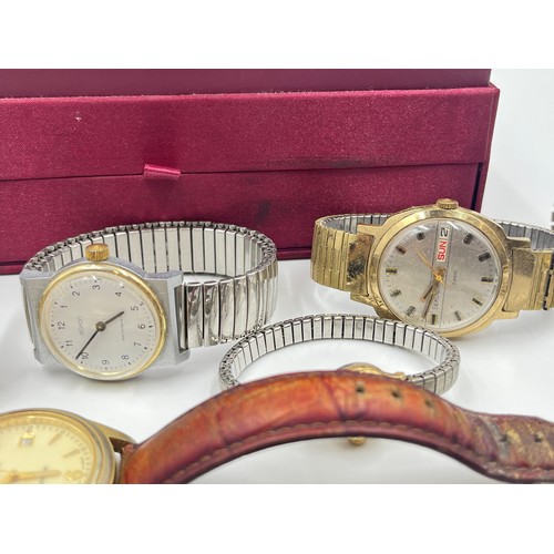 2489 - A jewellery box containing nine gentleman's and lady's wristwatches to include Rotary GT automatic, ... 