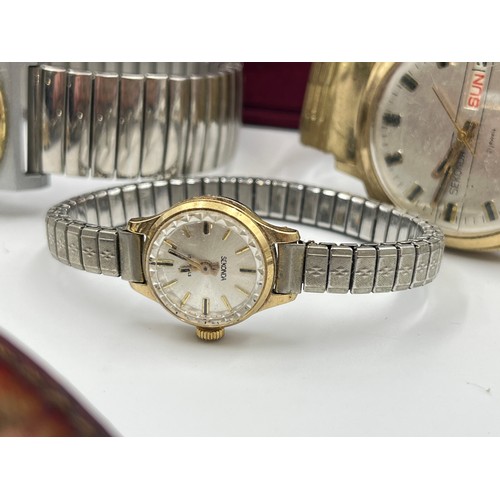 2489 - A jewellery box containing nine gentleman's and lady's wristwatches to include Rotary GT automatic, ... 