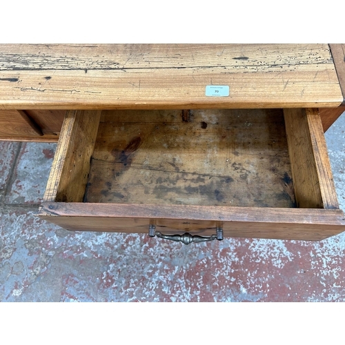 70 - A 19th century French cherry wood rectangular farmhouse table