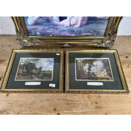 265 - Three gilt framed prints, two by John Constable RA