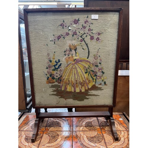 7 - Two pieces of furniture, one mahogany framed tapestry tilt top fire screen/occasional table and one ... 