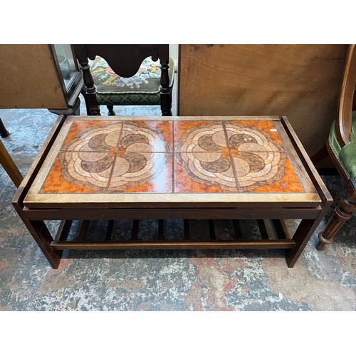 7 - Two pieces of furniture, one mahogany framed tapestry tilt top fire screen/occasional table and one ... 