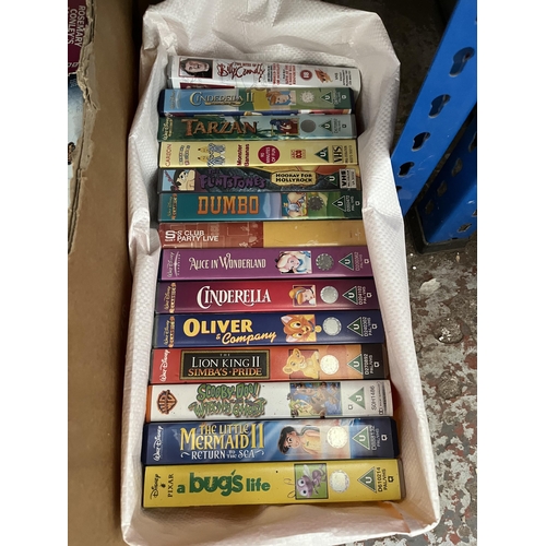 411 - Twelve boxes containing a large quantity of DVDs, CDs and VHS tapes