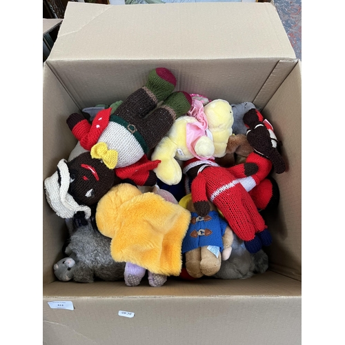 412 - Two boxes containing a large quantity of soft toys