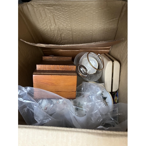 408 - Fifteen boxes containing a large collection of house clearance items to include ceramics, boxed Tefa... 