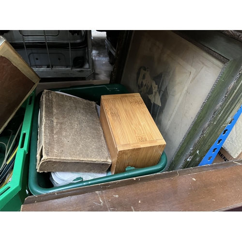 408 - Fifteen boxes containing a large collection of house clearance items to include ceramics, boxed Tefa... 