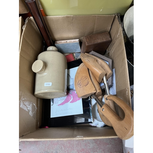 408 - Fifteen boxes containing a large collection of house clearance items to include ceramics, boxed Tefa... 