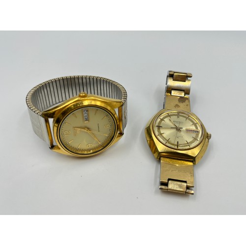 2464 - Two vintage Seiko automatic men's wristwatches with Seiko stainless steel strap's, one being - ref. ... 