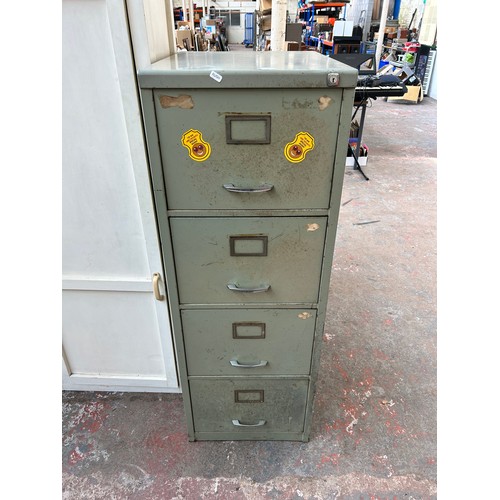 174 - A vintage grey metal four drawer office filing cabinet