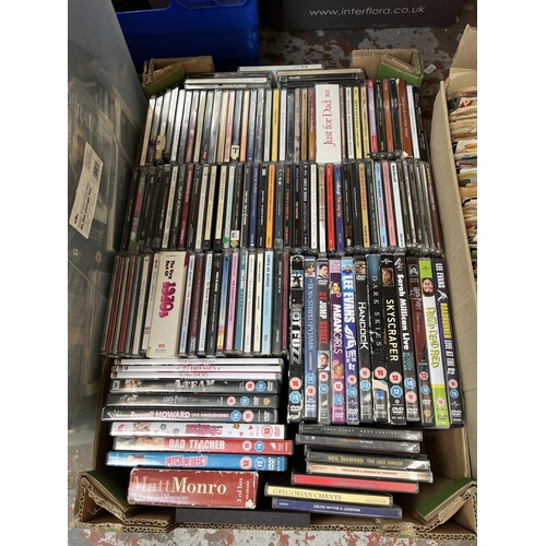 433 - Eight boxes and one bag containing a large quantity of CDs, DVDs, records and VHS tapes