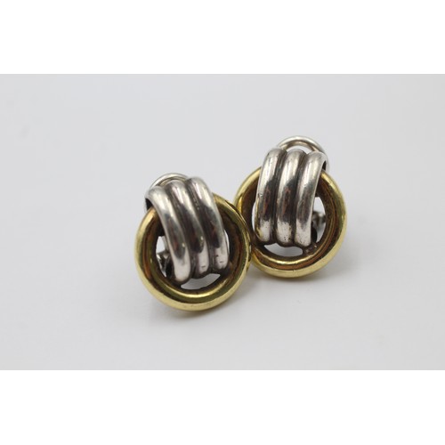 1002 - Two pairs of 9ct gold and silver statement earrings - approx. gross weight 26.36 grams