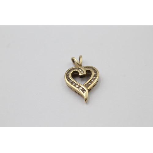 1004 - Four 9ct white and yellow gold heart pendants, two diamond and two amethyst - approx. gross weight 3... 