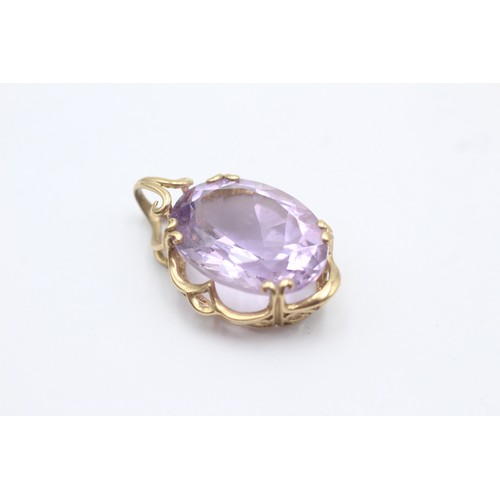 1044 - A 9ct gold amethyst pendant - approx. gross weight 5.6 grams