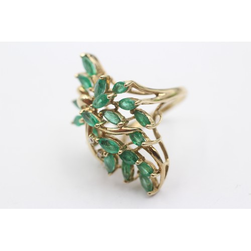 1074 - A 9ct gold diamond and emerald cocktail ring - approx. gross weight 5.3 grams