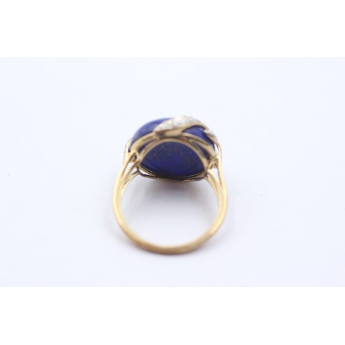 1082 - A 9ct gold diamond and lapis lazuli dress ring, size L½ - approx. gross weight 3.8 grams