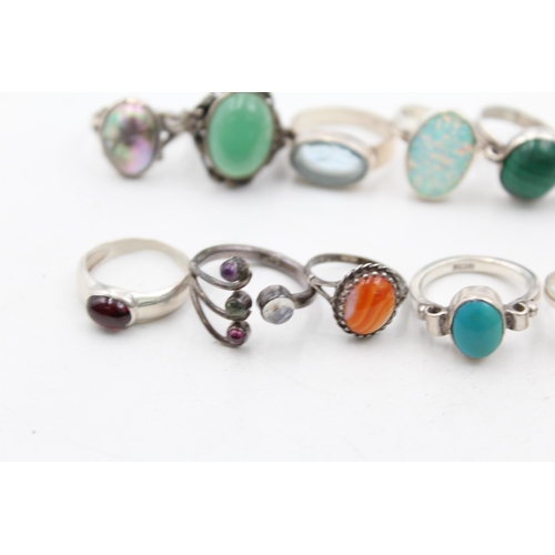 1154 - Twelve .925 silver gemstone set rings - approx. gross weight 48 grams