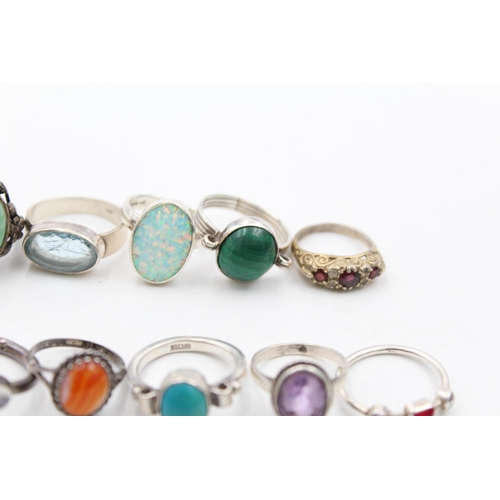 1154 - Twelve .925 silver gemstone set rings - approx. gross weight 48 grams