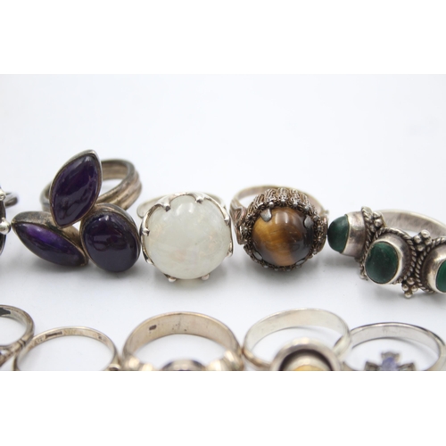 1158 - Twelve .925 silver gemstone set rings to include TGGC - approx. gross weight 91 grams