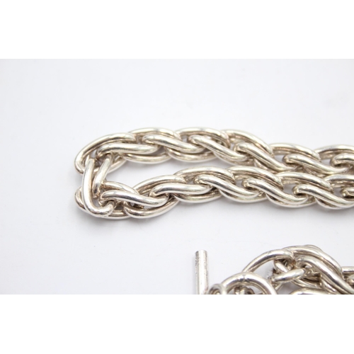 1164 - A .925 silver chunky rope link chain necklace - approx. gross weight 106 grams