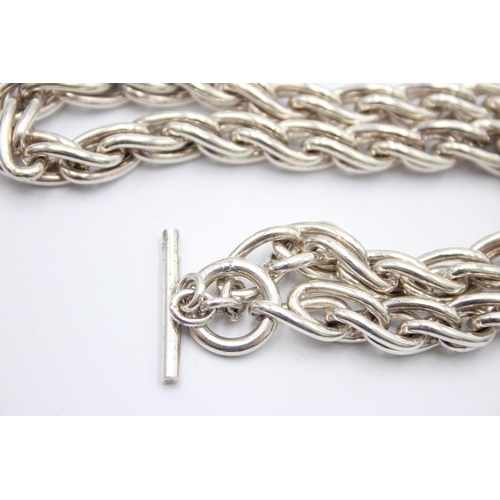 1164 - A .925 silver chunky rope link chain necklace - approx. gross weight 106 grams