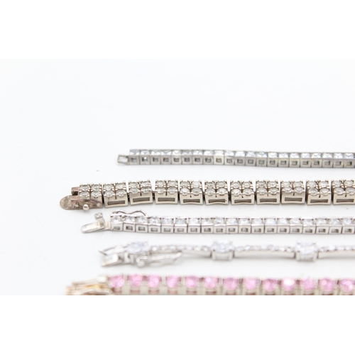 1170 - Five .925 silver tennis bracelets - approx. gross weight 71 grams