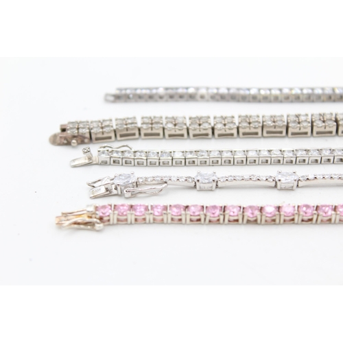 1170 - Five .925 silver tennis bracelets - approx. gross weight 71 grams