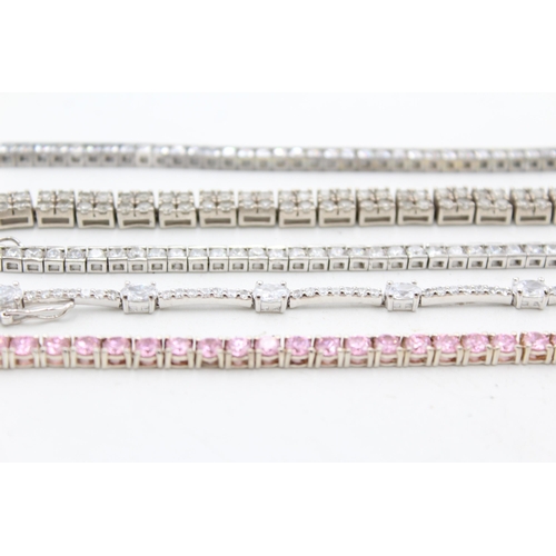 1170 - Five .925 silver tennis bracelets - approx. gross weight 71 grams