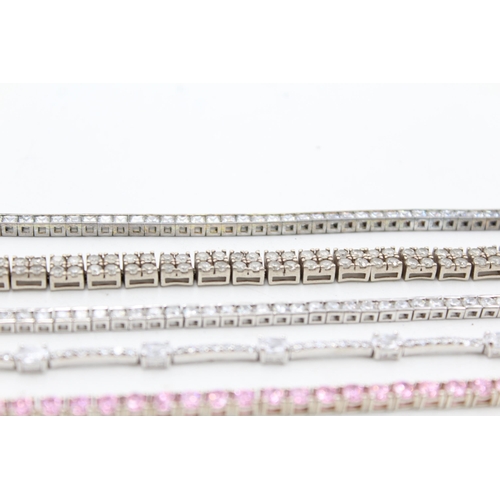 1170 - Five .925 silver tennis bracelets - approx. gross weight 71 grams